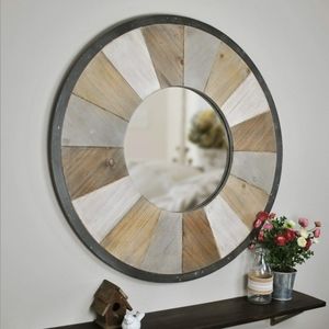Rustic Wood Mirror, 31.5", Natural